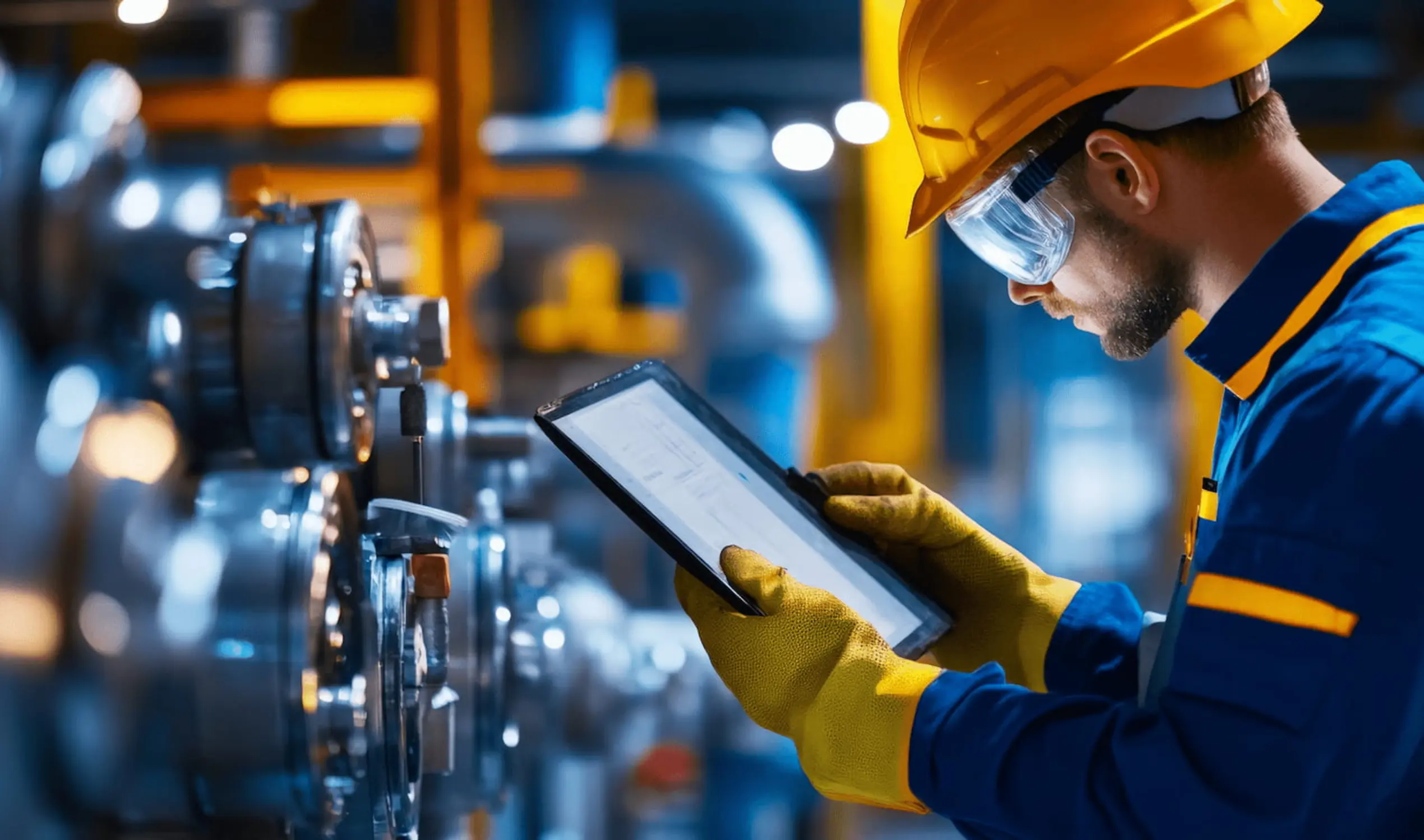 Technicien utilisant l’IA pour la maintenance prédictive et la supervision des actifs sur site.